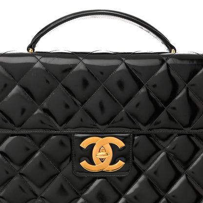 Chanel Patent Quilted Briefcase Laptop Bag Black 8 of 16