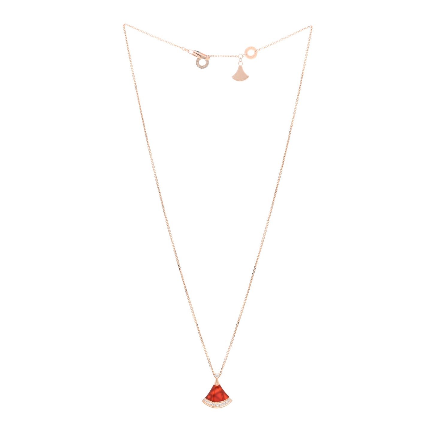 18K Rose Gold Diamond Carnelian Divas' Dream Pave Pendant Necklace