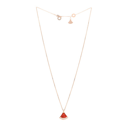 Bulgari 18K Rose Gold Diamond Carnelian Divas' Dream Pave Pendant Necklace 3 of 4