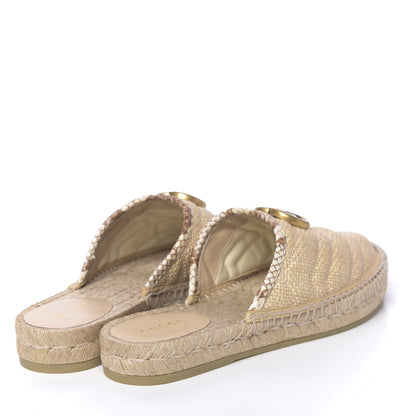 Gucci Straw Elaphe Matelasse GG Marmont Espadrille Slippers 36.5 Natural Cream Brown 4 of 11