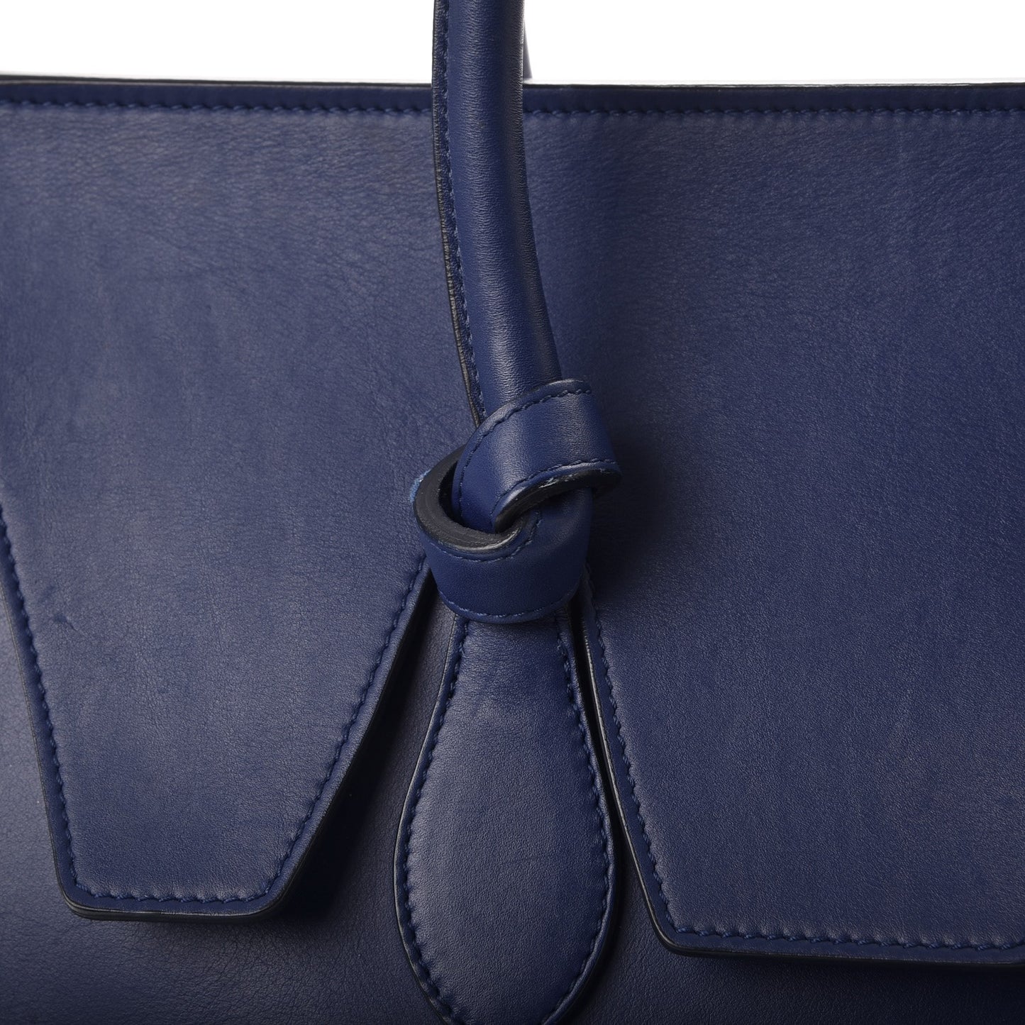 Smooth Calfskin Small Tie Knot Tote Dark Indigo