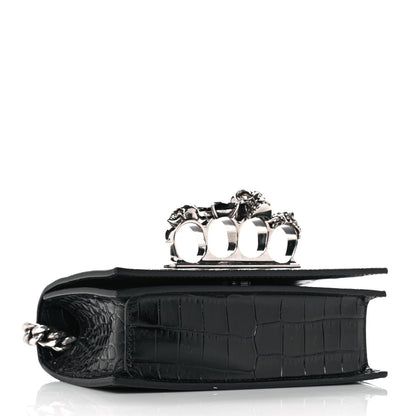 Alexander McQueen Crocodile Embossed Calfskin Knuckle Crossbody Black 4 of 9