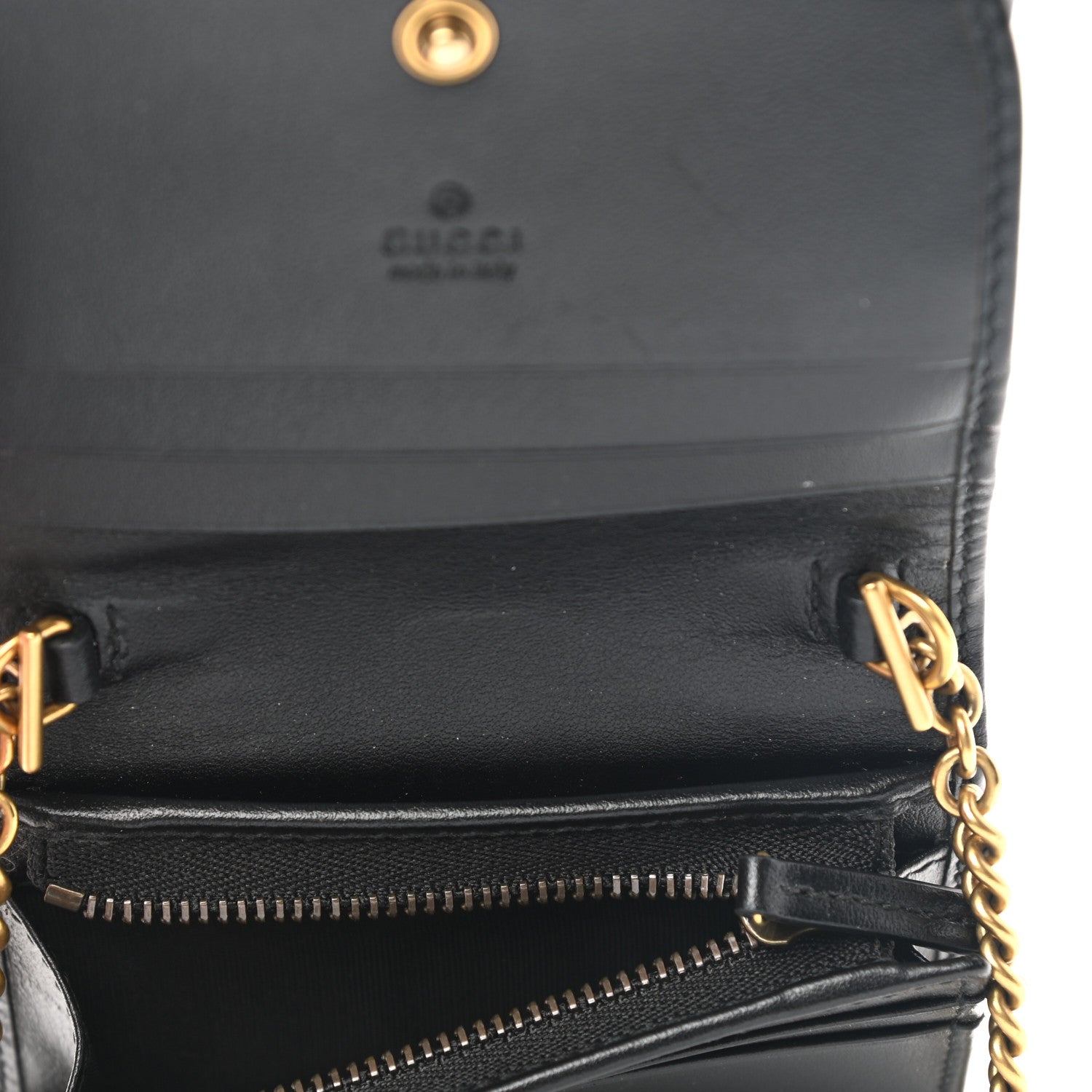 Gucci Calfskin Matelasse GG Marmont Mini Wallet On Chain Black 4 of 7