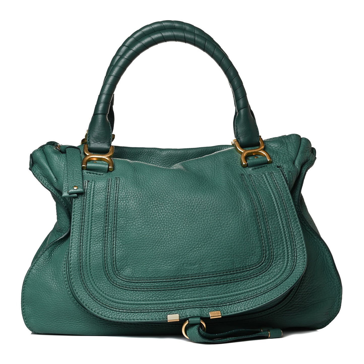 Calfskin Large Marcie Satchel Emerald