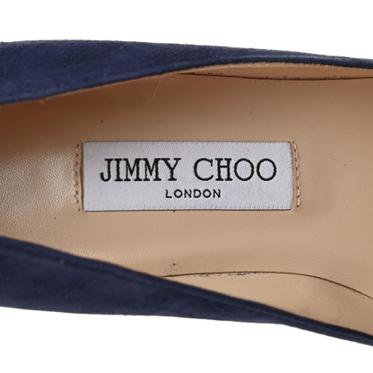 Jimmy Choo Suede Pointy Toe Aza 40 Kitten Heel Pumps 37.5 Navy 7 of 7