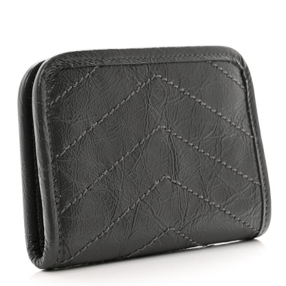 Saint Laurent Crinkled Calfskin Matelasse Monogram Niki Card Holder Black 3 of 8