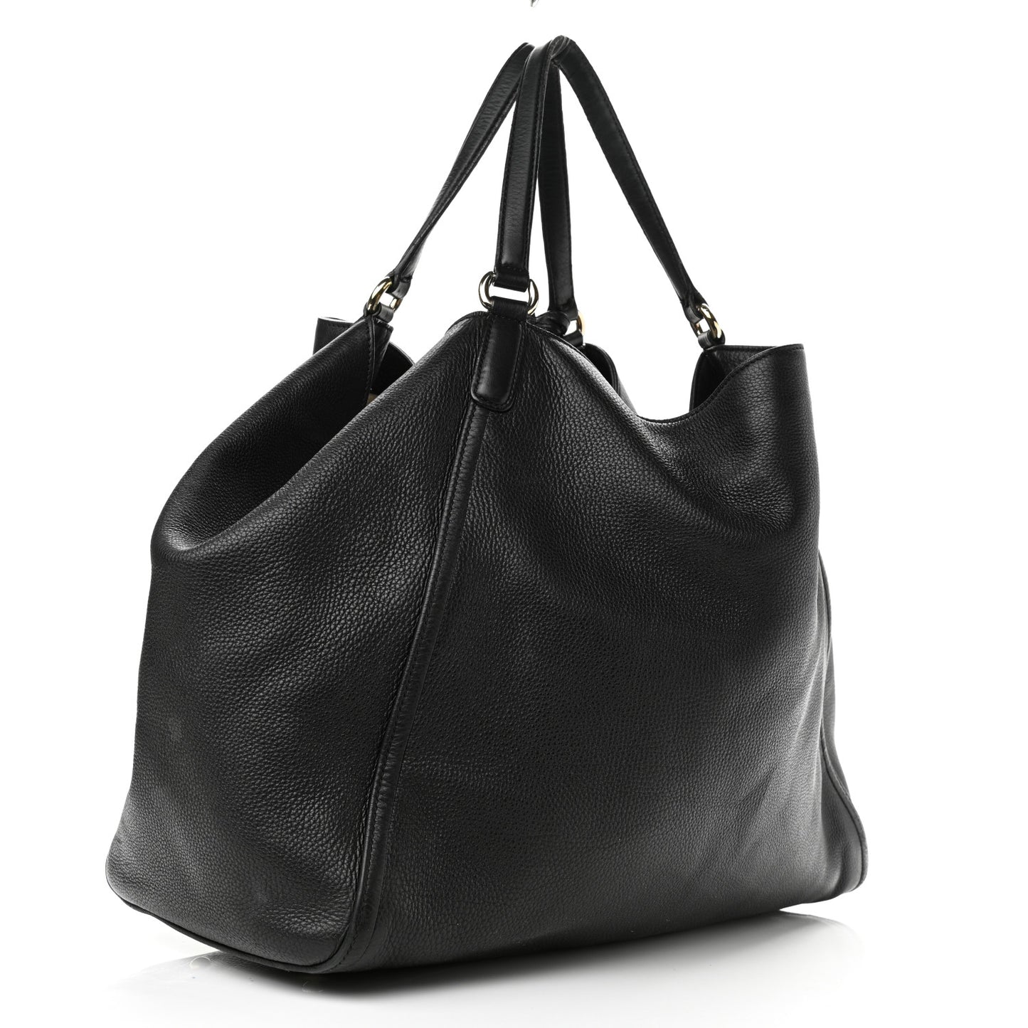 Pebbled Calfskin Large Soho Shoulder Bag Black