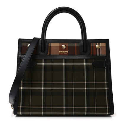 Burberry Wool Tartan Two Handle Title Bag Dark Green 1 of 9