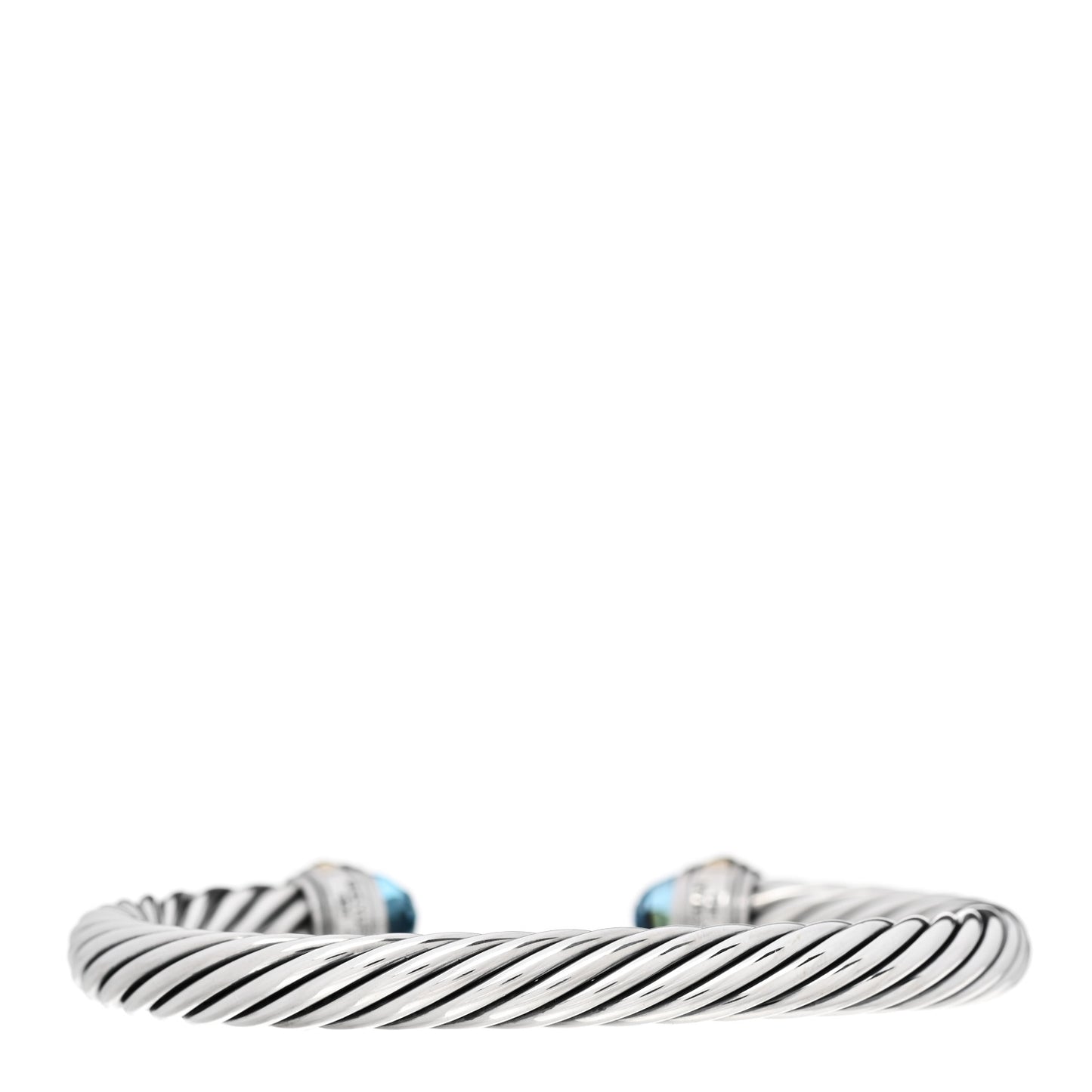 Sterling Silver 14K Yellow Gold Blue Topaz 7mm Cable Classics Bracelet