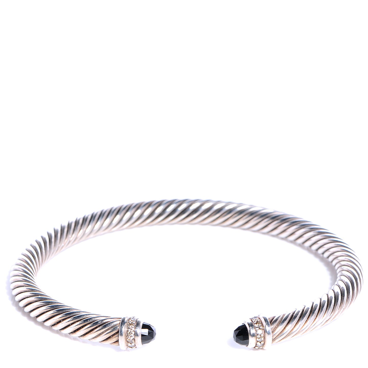 Sterling Silver Diamond Pave Black Onyx 5mm Cable Classics Bracelet