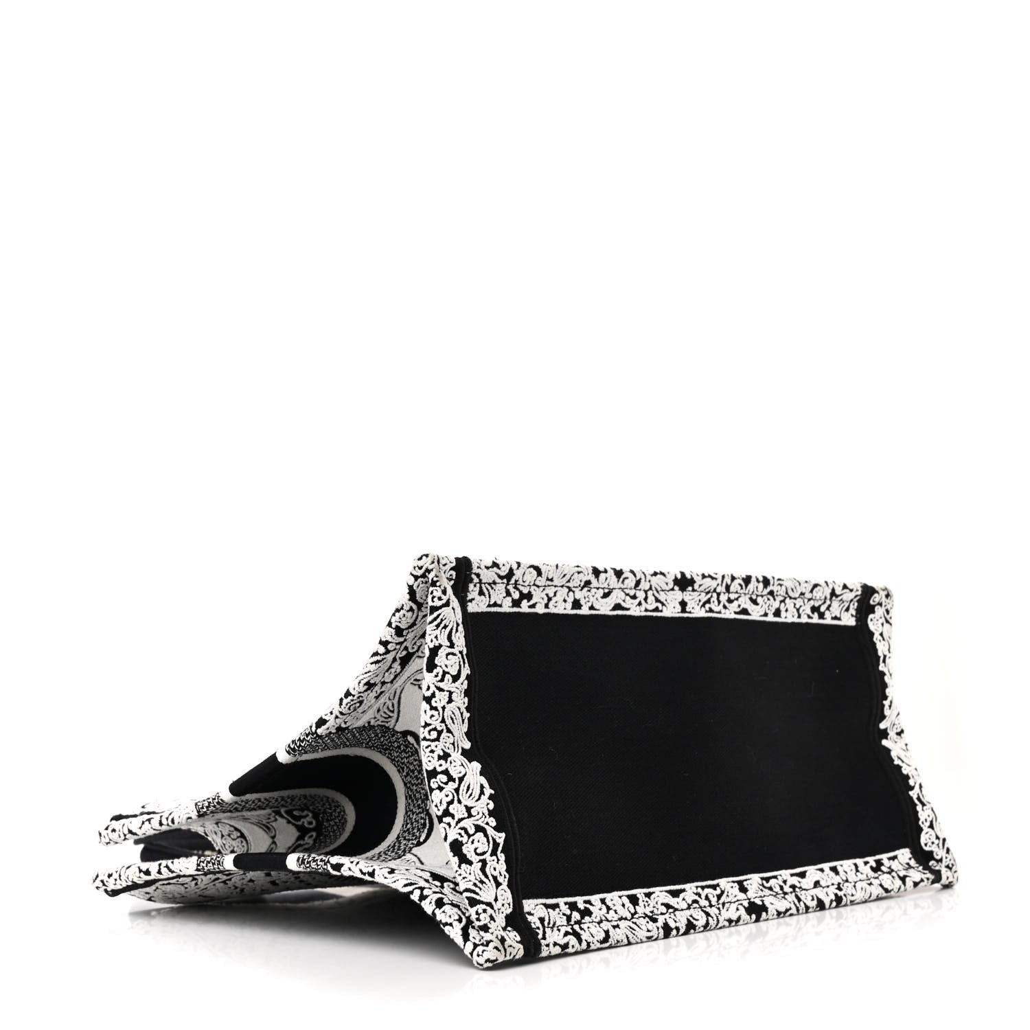 Christian Dior Canvas Embroidered Medium Ornamental Cornely Effect Book Tote Black White 4 of 12