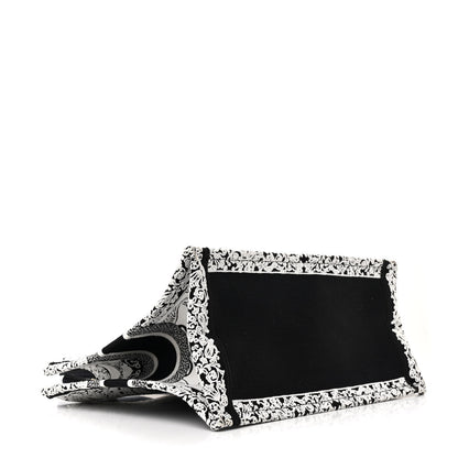 Christian Dior Canvas Embroidered Medium Ornamental Cornely Effect Book Tote Black White 4 of 12