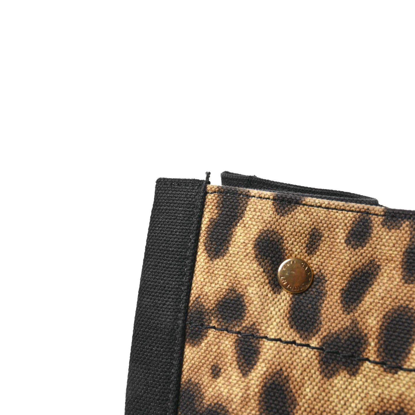 Canvas Calfskin Leopard Print Rive Gauche Noe Tote Natural Black