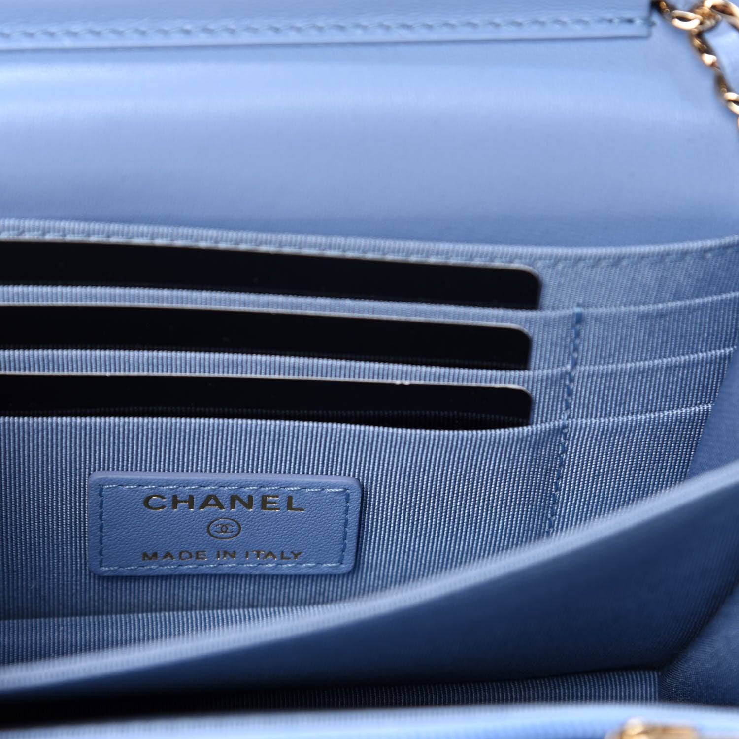 Chanel Lambskin Quilted Mini Wallet On Chain WOC Light Blue 8 of 11