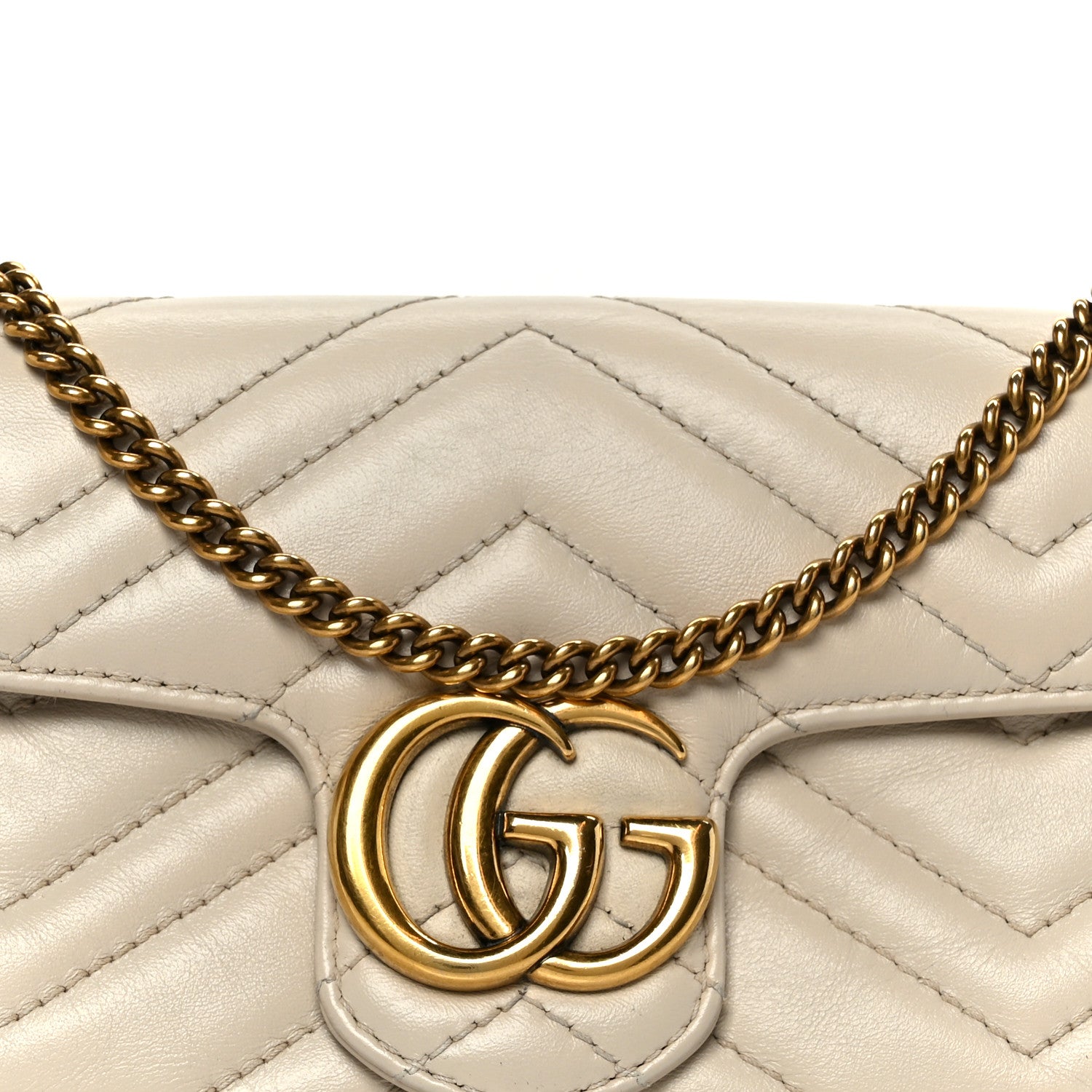 Gucci Calfskin Matelasse Super Mini GG Marmont Shoulder Bag White 8 of 10