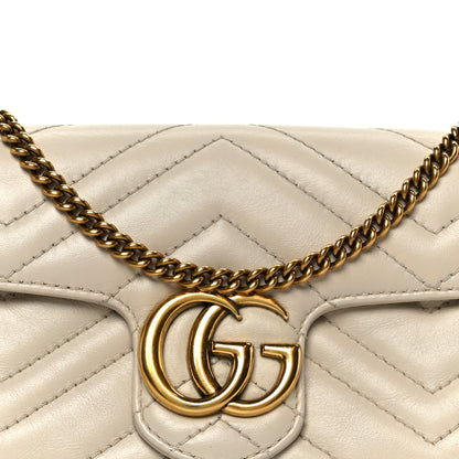 Gucci Calfskin Matelasse Super Mini GG Marmont Shoulder Bag White 8 of 10