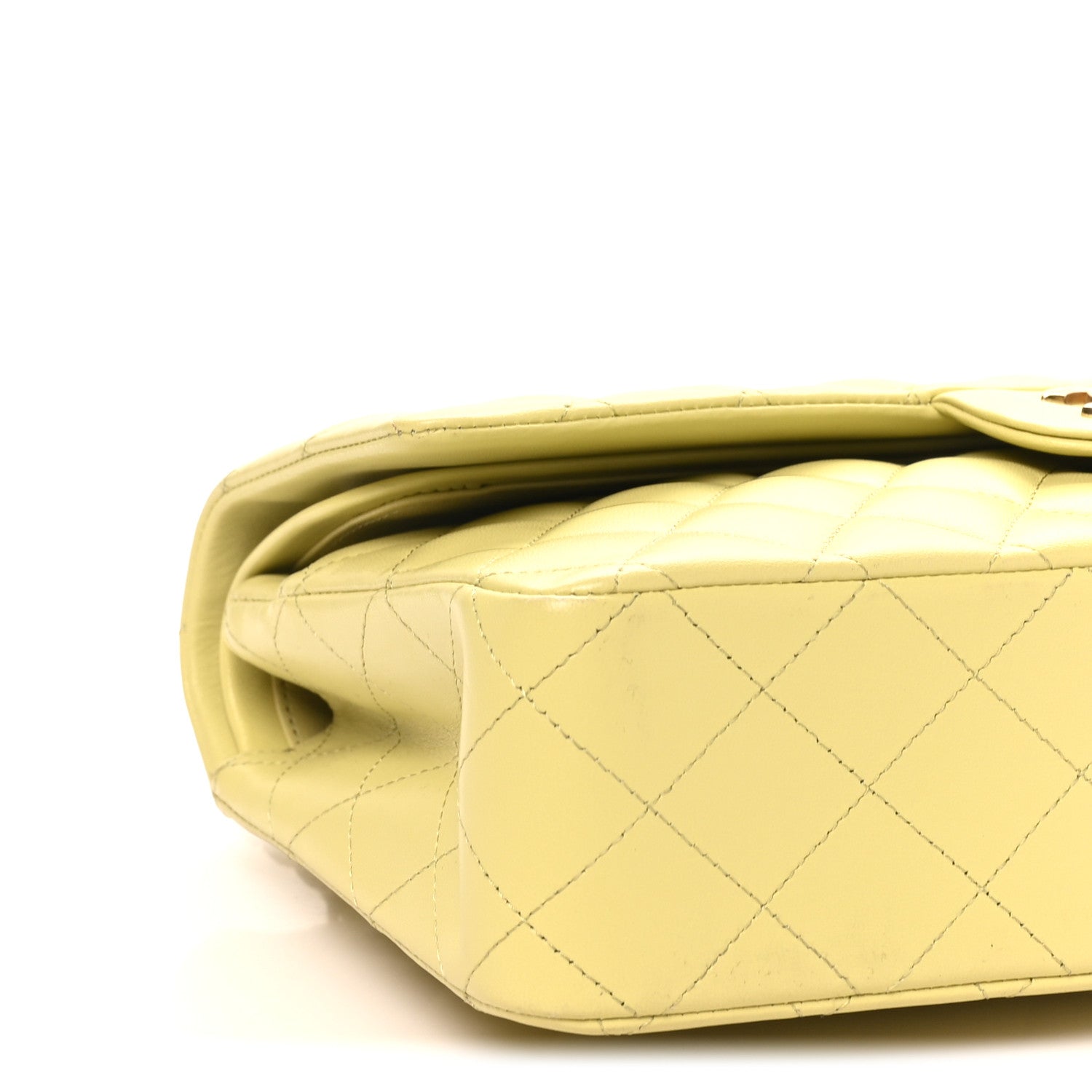 Chanel Lambskin Quilted Medium Double Flap Yellow 9 of 10