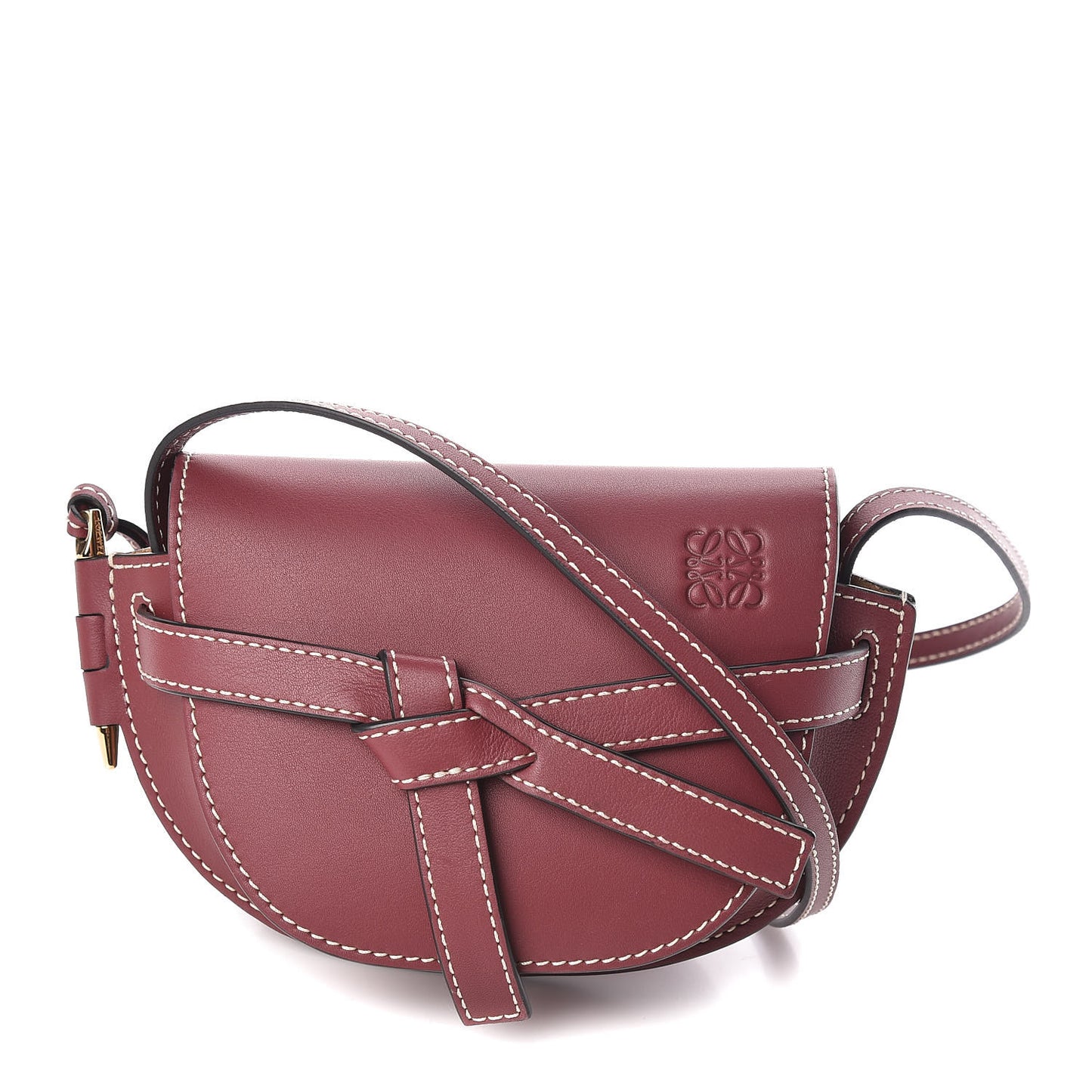 Calfskin Mini Gate Crossbody Bag Wine
