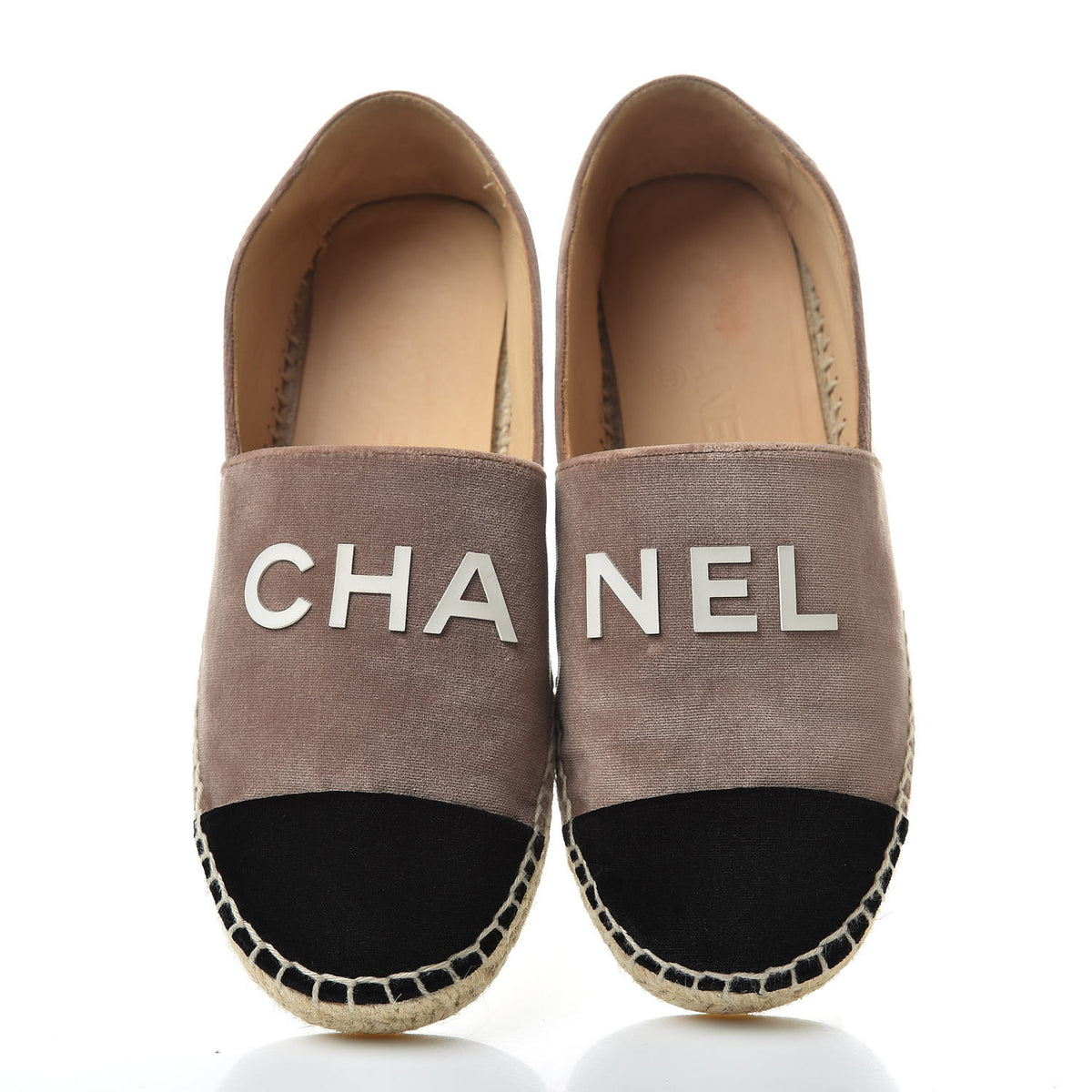 Velvet Logo Espadrilles 37 Beige Black