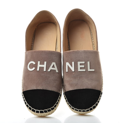 Chanel Velvet Logo Espadrilles 37 Beige Black 5 of 10