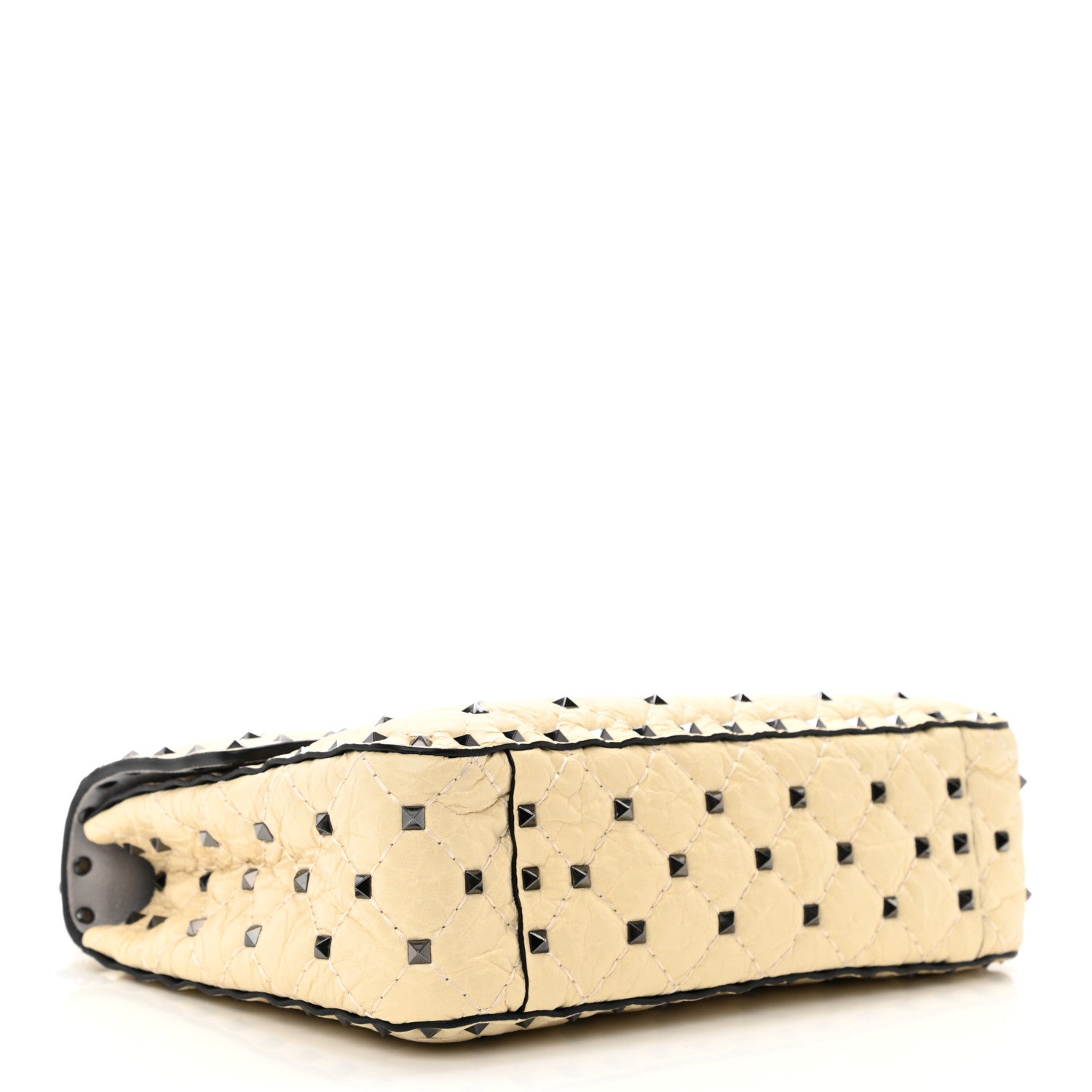 Valentino Garavani Craquele Nappa Medium Rockstud Spike Shoulder Bag Light Ivory 4 of 9