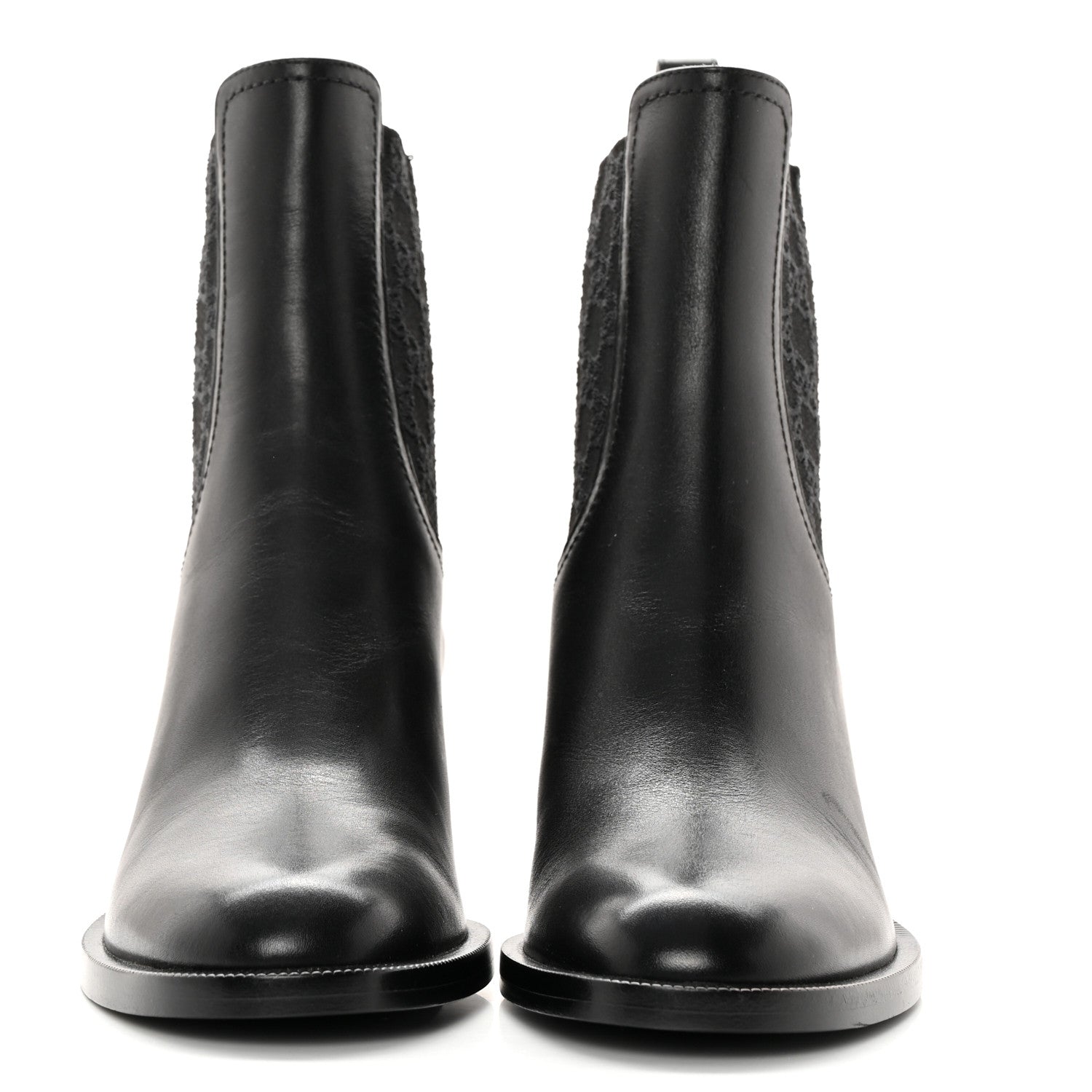 Fendi Vitello Karligraphy Embossed Ankle Boots 38.5 Black 2 of 15