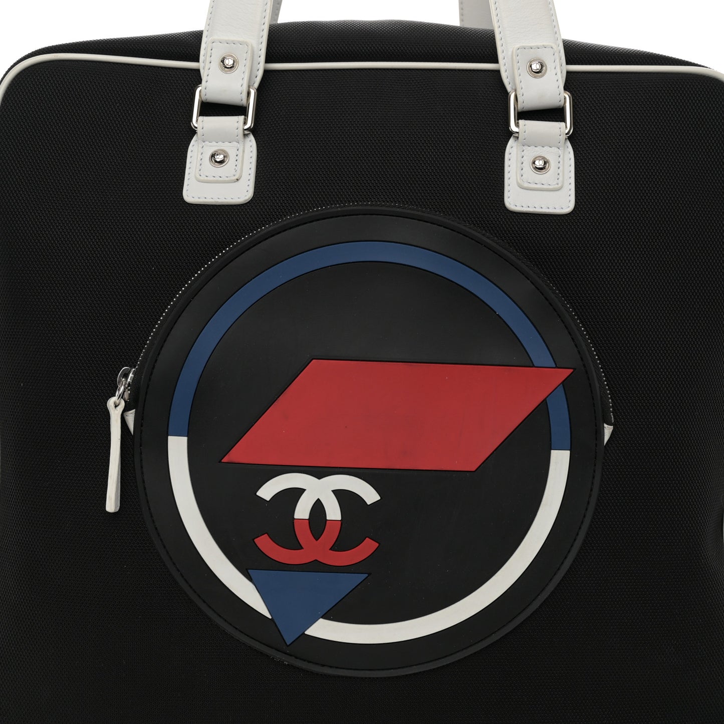 Canvas Rubber Airlines Large Zip Shopping Tote Black White Red