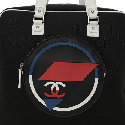 Chanel Canvas Rubber Airlines Large Zip Shopping Tote Black White Red 7 of 11