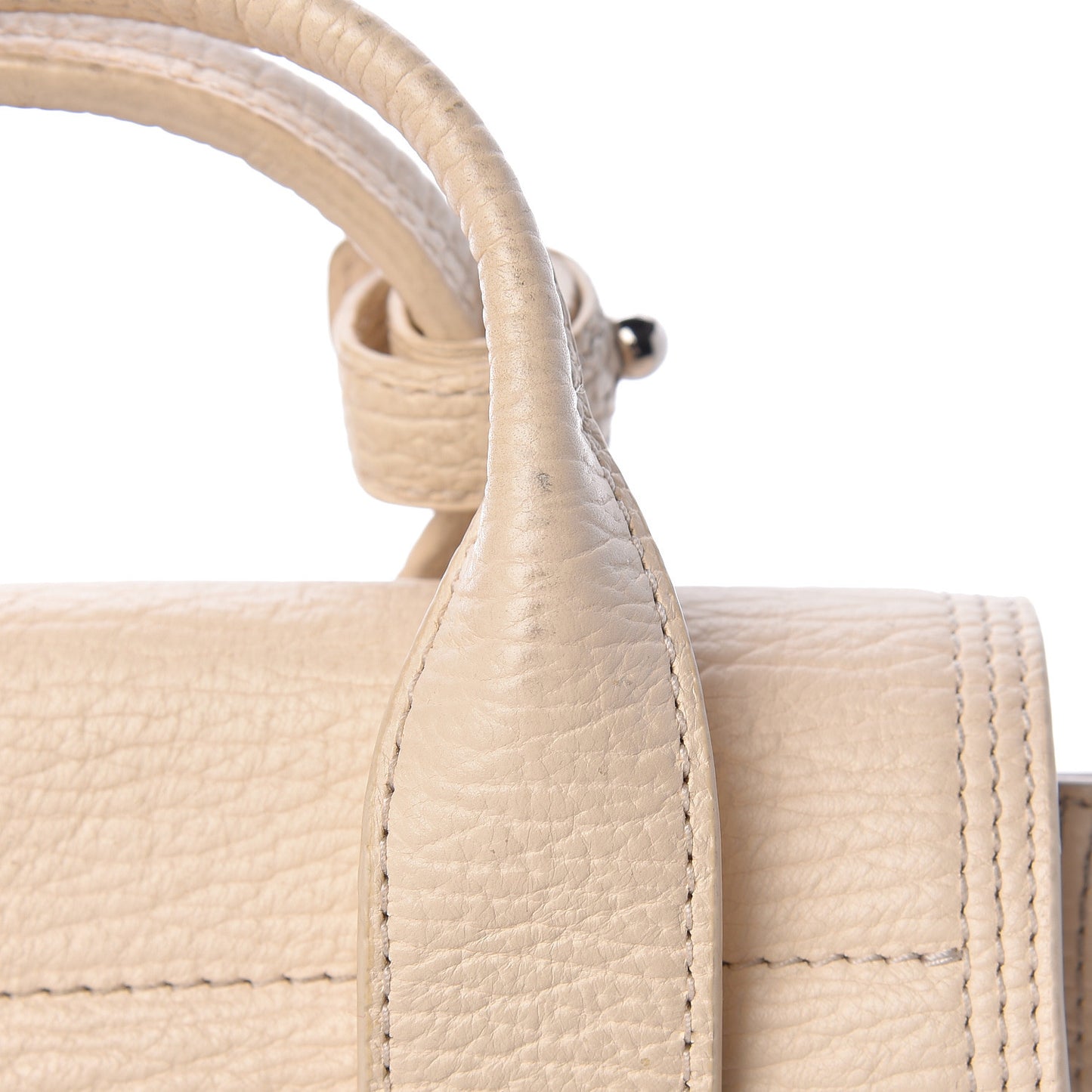 3.1 Textured Calfskin Mini Pashli Satchel Milk