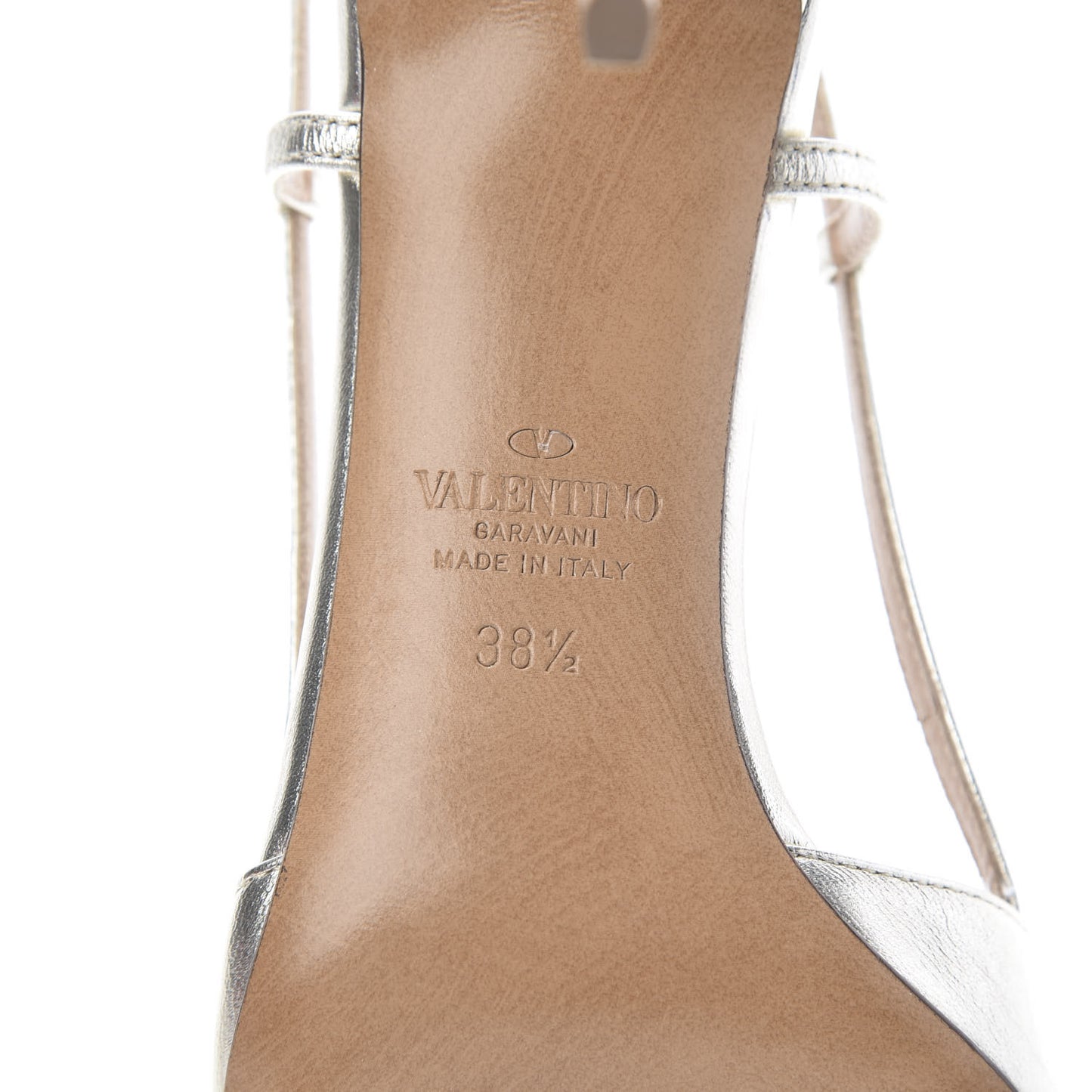 Metallic Nappa Crystal Vlogo Glow Slingback 80mm Pumps 38.5 Platino