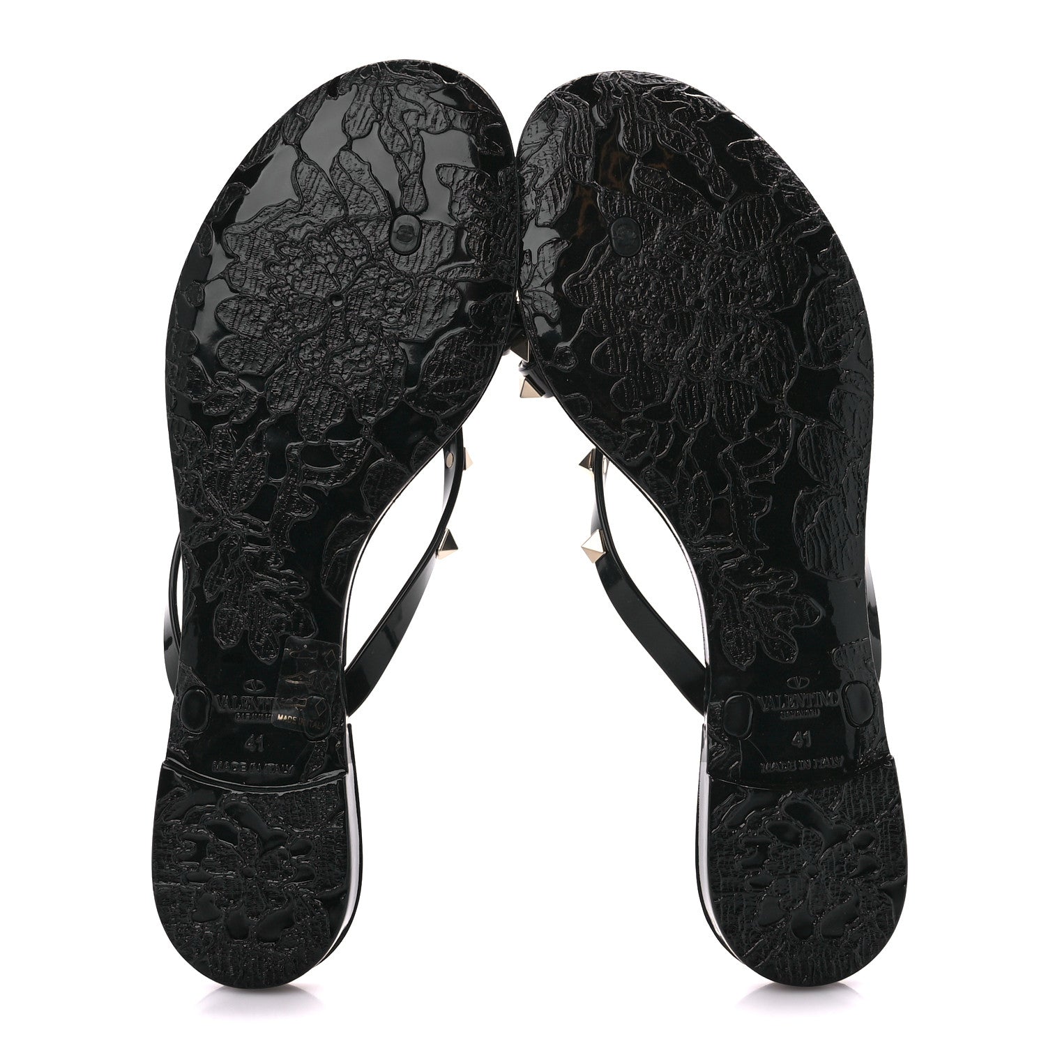 Valentino Garavani PVC Jelly Rockstud Bow Thong Sandals 41 Black 5 of 8