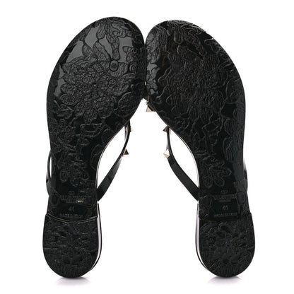 Valentino Garavani PVC Jelly Rockstud Bow Thong Sandals 41 Black 5 of 8