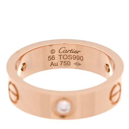 Cartier 18K Pink Gold 3 Diamond 5.5mm LOVE Ring 56 7.75 4 of 4