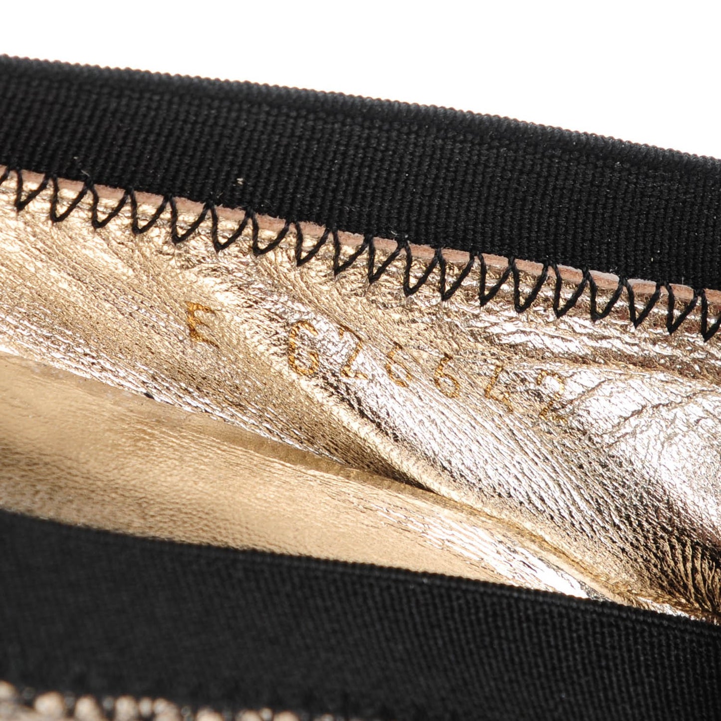 Metallic Lace Cap Toe Ballerina Flats 37.5 Black Gold