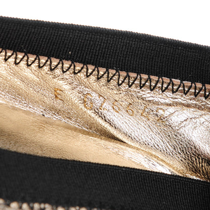 Chanel Metallic Lace Cap Toe Ballerina Flats 37.5 Black Gold 7 of 9