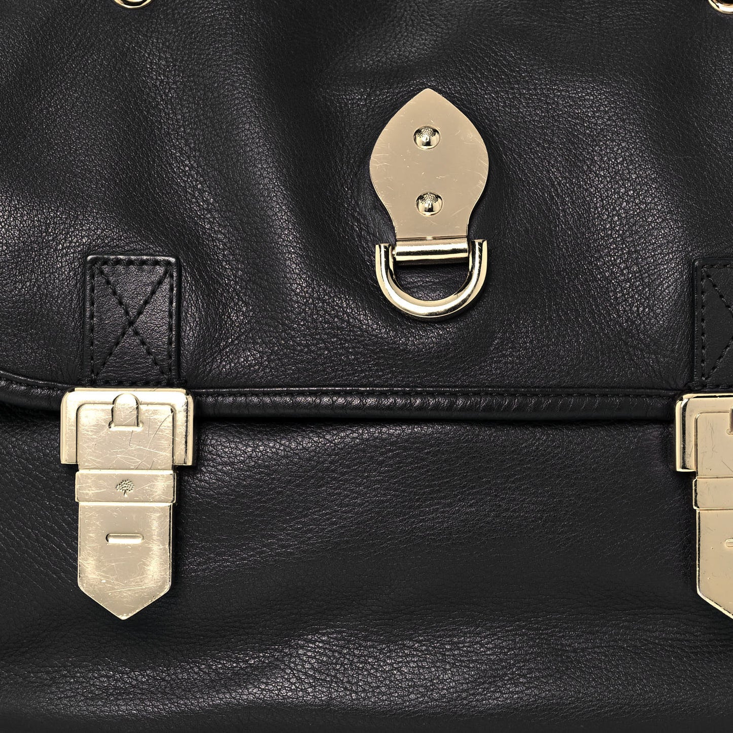 Soft Grain Calfskin Tillie Satchel Black