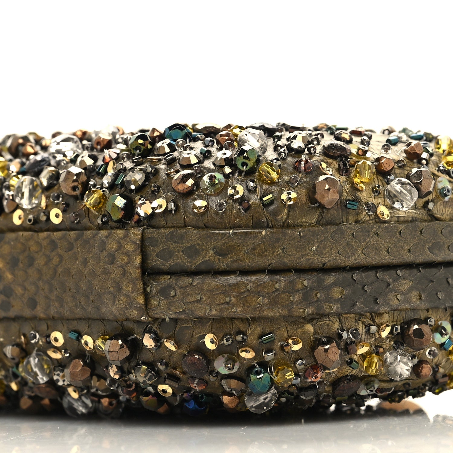 Bottega Veneta Snakeskin Crystal Bead Embellished Knot Clutch 9 of 9