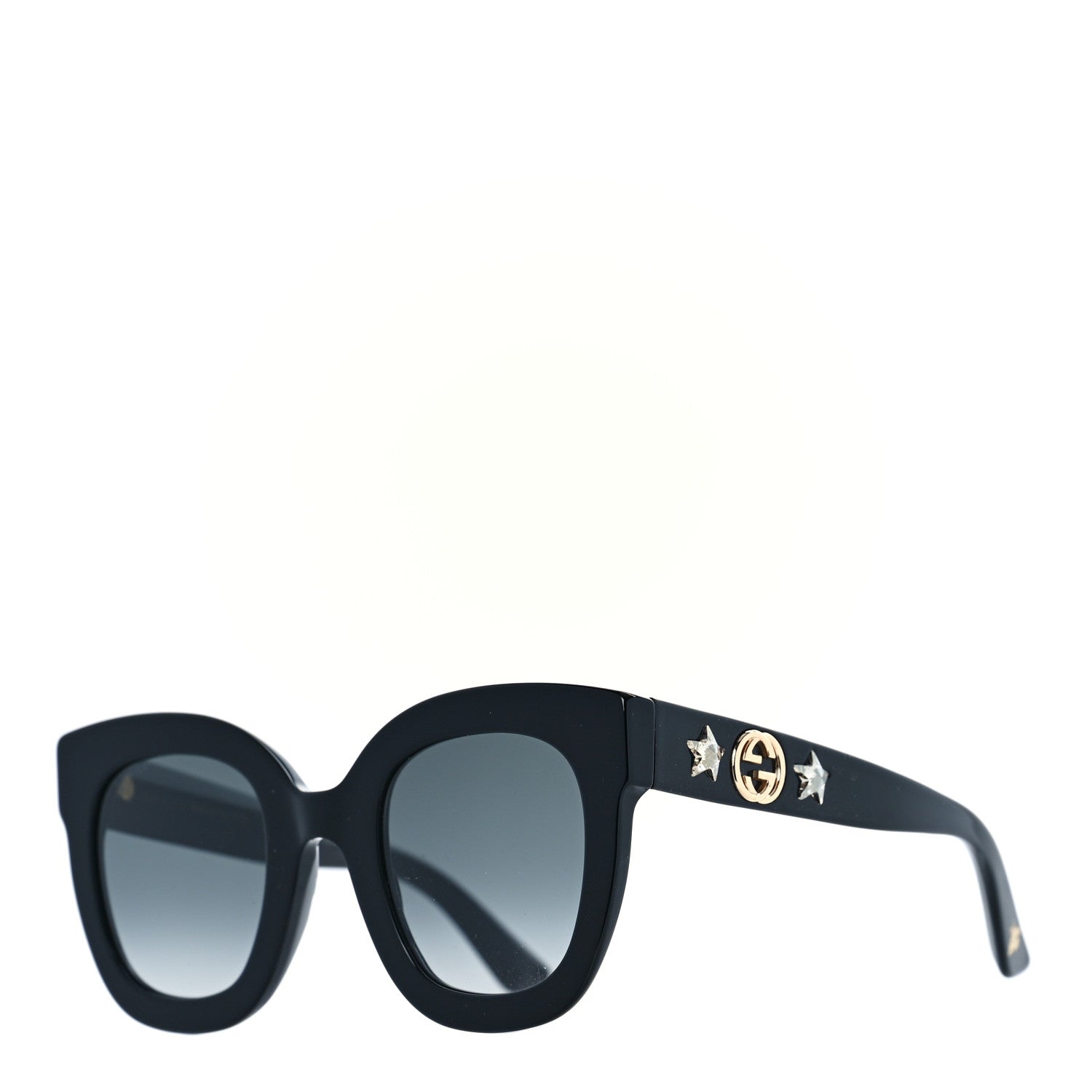 Gucci Acetate Crystal Star Round Frame Sunglasses GG0208S Black 1 of 8