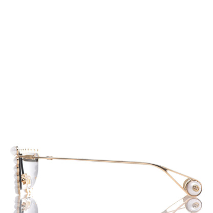 Gucci Metal Pearl Cat Eye Sunglasses GG0364S Gold 3 of 8