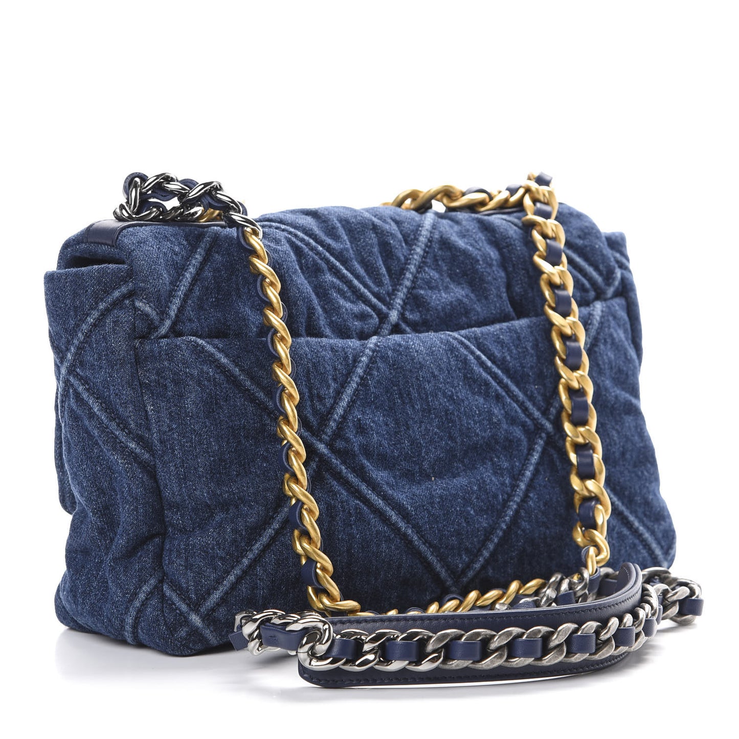 Denim Quilted Medium 19 Flap Blue