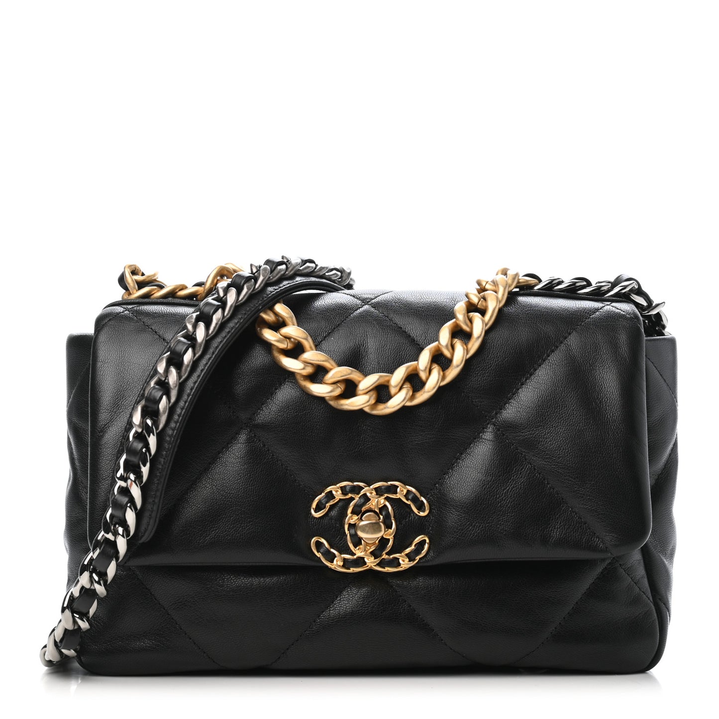 Goatskin Quilted Medium Chanel 19 Flap Black
