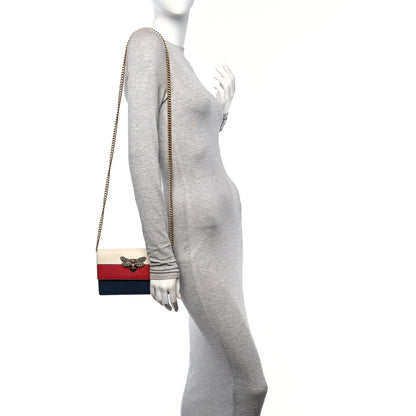 Gucci Calfskin Queen Margaret Chain Wallet Blue Agata Hibiscus Red Mystic White 2 of 9