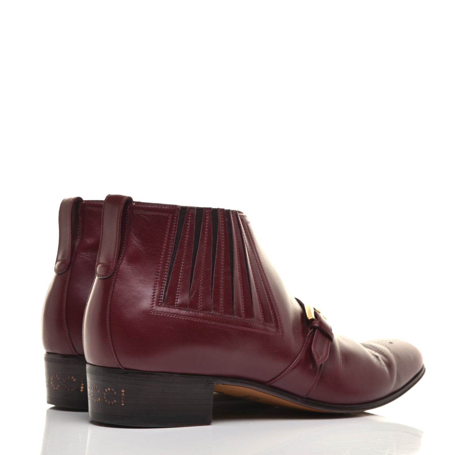 New Waxed Calfskin Mens G Medallion Toe Ankle Boots 10.5 Red Bordeaux