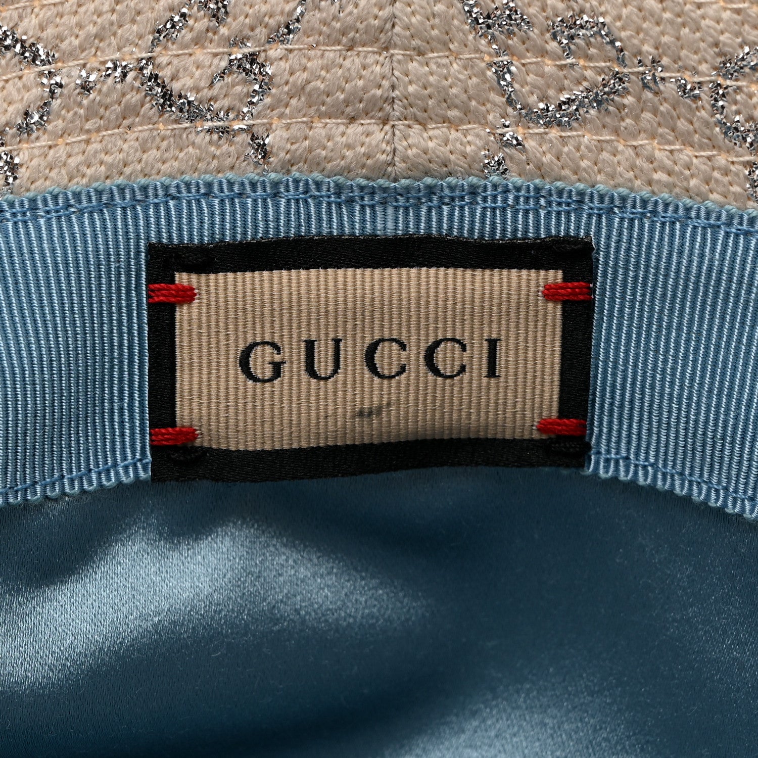 Gucci Canvas Lame GG Monogram Bucket Hat XS Gardenia Silver 8 of 9