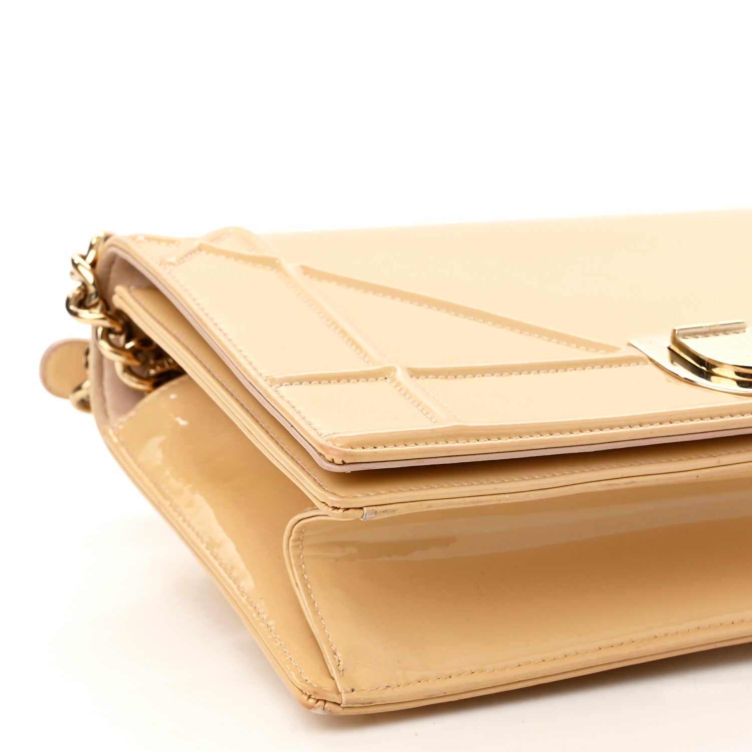 Christian Dior Patent Calfskin Medium Diorama Flap Bag Beige 8 of 11