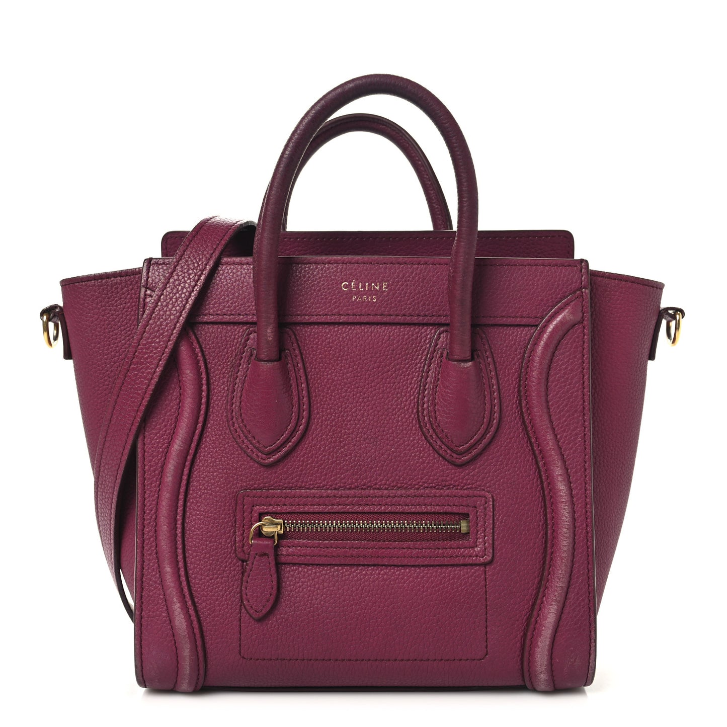 Drummed Calfskin Nano Luggage Plum
