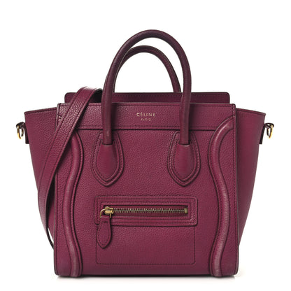 Celine Drummed Calfskin Nano Luggage Plum 1 of 11