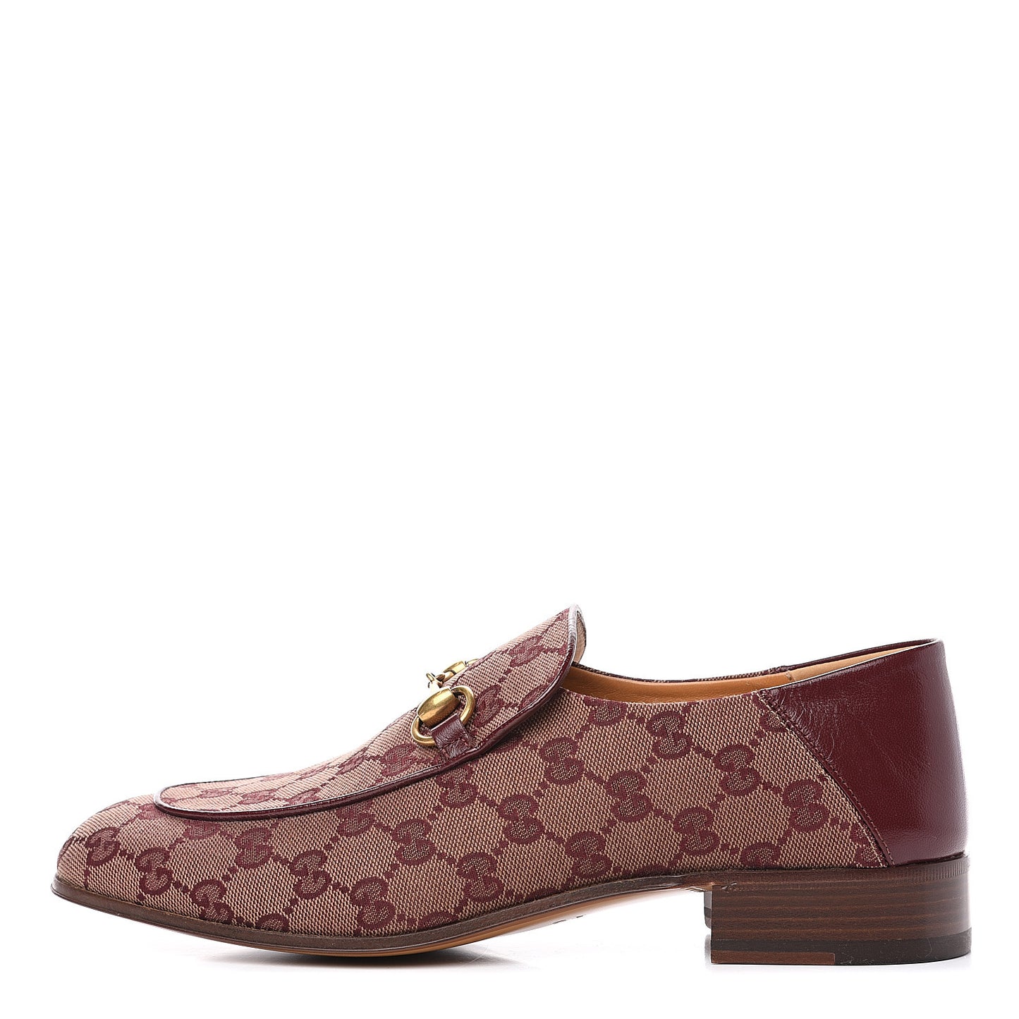 GG Monogram Granada Kid Mens Horsebit Loafers 8.5 Sahara Rubino Bright Bordeaux