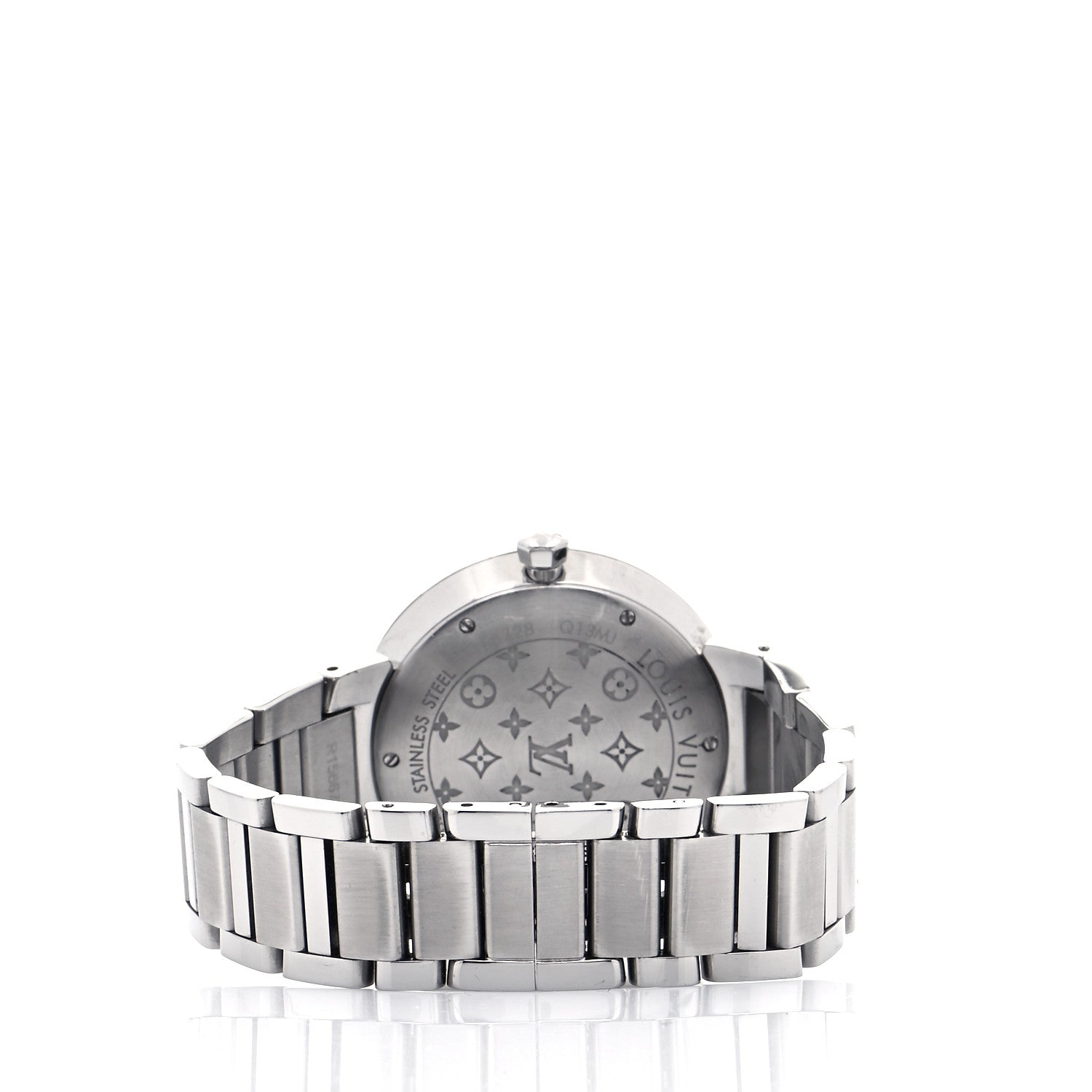 Louis Vuitton Stainless Steel Diamond 33mm Tambour Slim Quartz Watch 3 of 6