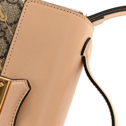Gucci GG Supreme Monogram Calfskin Horsebit Print Mini Padlock Top Handle Shoulder Bag Beige Ebony Light Pink 13 of 14